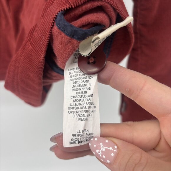 LL Bean Womens Corduroy Red Orange Jacket Button Front Size Medium Western Fall - Picture 9 of 12